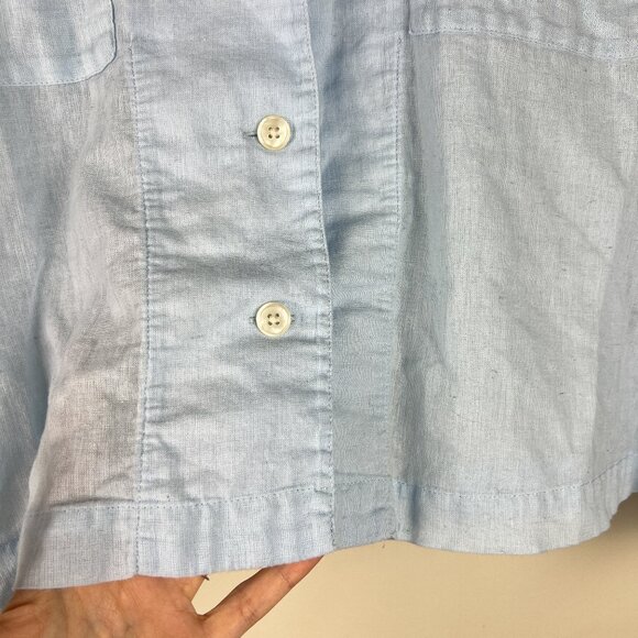 J. Crew Blue Featherweight Linen Blend Camp Collar Shirt - Picture 3 of 6